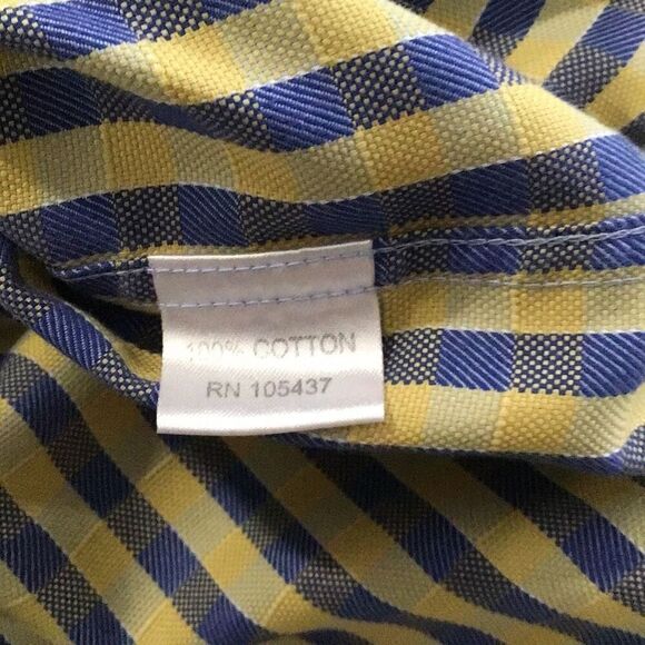Men’s Shirt, VLuxe Mens Shirt, size L, 34/35 sleeves, yellow and blue stripe - Picture 5 of 5
